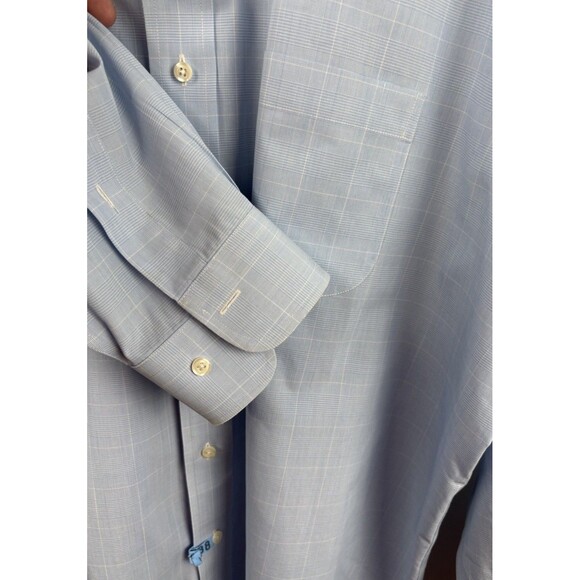 Brooks Brothers Dress Shirt Mens 17-34/35 Blue/White Checkered Cotton No Iron - Picture 5 of 7
